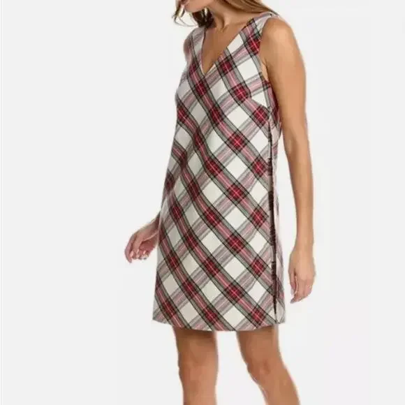 Trina Turk 'Brynne' Holiday Tartan Plaid Sleeveless Shift Dress Size 4 - Picture 1 of 11